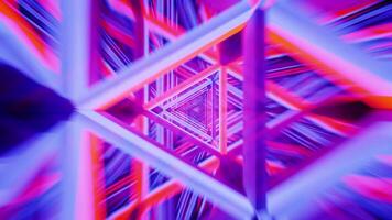 roterad neon blå och röd triangel Plats tunnel vj slinga animering video