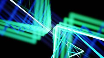 triángulo azul y cian láser espectáculo con rotado cifras vj lazo antecedentes video