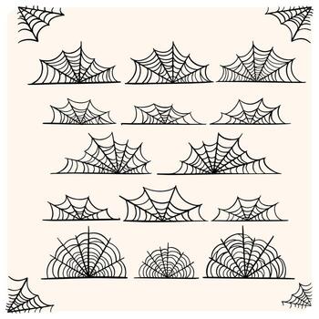 dibujado a mano telaraña y telaraña garabatos vector