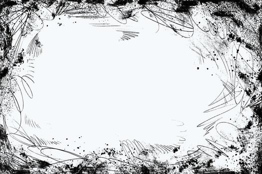 Abstract Black and White Grunge Textured Halloween Frame. Vintage backdrop with scratch marks and torn edges perfect for cards, web, print, covers, banners vector