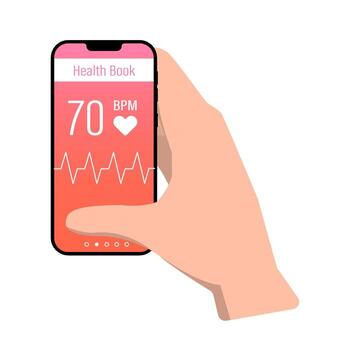 Smartphone heart rate monitor display vector