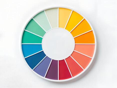 Circular Color Chart Displaying a Spectrum of Hues on White Background photo