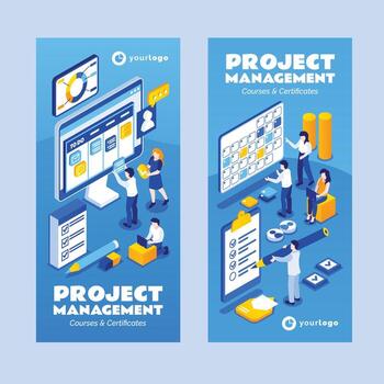 Project management courses and certificates vector