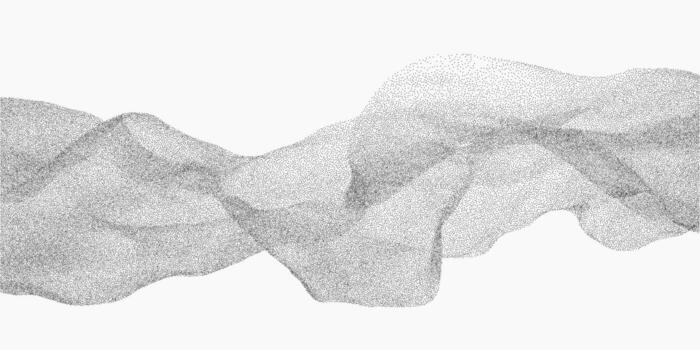 Translucent fabric. Rough brushstroke element covered in stipple noise, faded ink patches and a threshold outline. vector