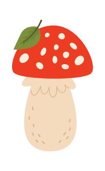 Mushroom with Leaf on Top vector