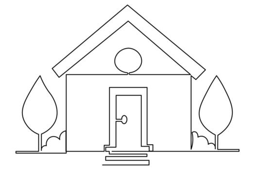 mínimo casa forma contorno Arte uno línea continuo dibujo aislar limpiar ilustración vector