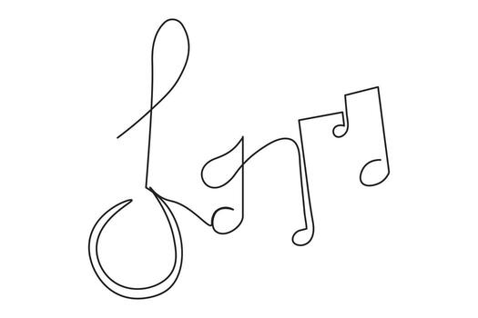 Music notes isolate outline one line minimalist continuous abstract drawing illustration vector