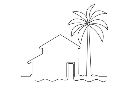 elegante casa forma soltero línea continuo contorno aislar minimalista Arte ilustración vector