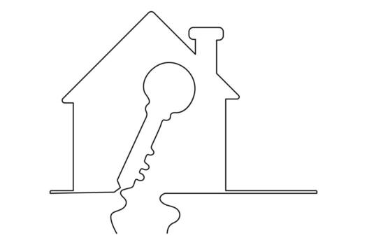 House shape one line drawing minimalist style isolate outline continuous illustration vector