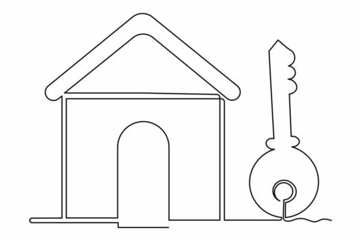 resumen casa forma contorno minimalista aislar continuo uno línea dibujo ilustración vector