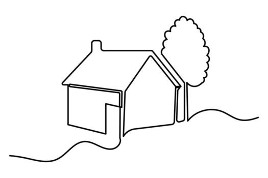 casa forma contorno bosquejo uno línea continuo Arte minimalista aislar ilustración vector