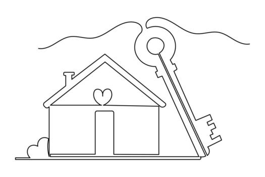 sencillo casa forma soltero línea minimalista continuo aislar contorno ilustración vector