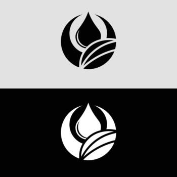 Abstract logo design with a water drop and leaf in a circle shape, perfect for branding, naturerelated businesses, or any creative project that needs a clean and modern touch vector