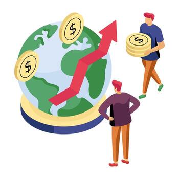 Modern design illustration of global data analytics vector