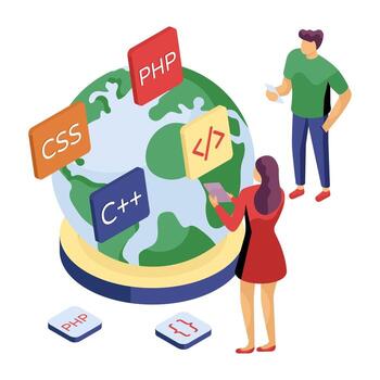 Modern design illustration of global coding vector