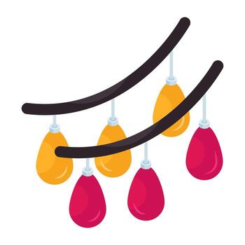 conceptual isométrica diseño icono de cuerda luces vector