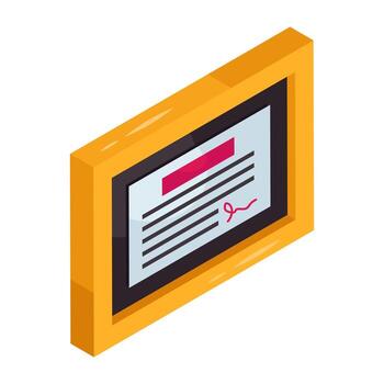 Conceptual isometric design of certificate icon vector