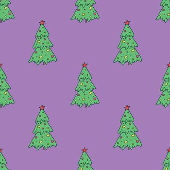 mano dibujado impresión sin costura modelo con geométrico mínimo escandinavo Navidad árbol garabatear para decorativo imprimir, envase papel, saludo tarjetas y tela vector