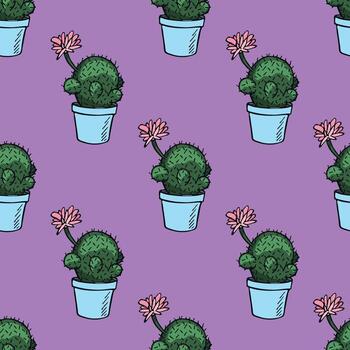 hand drawn print Seamless pattern with cactus doodle for decorative print, wrapping paper, greeting cards and fabric vector
