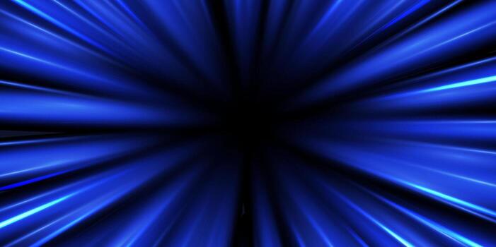 radial velocidad rayos, ligero neón fluir, enfocar en movimiento efecto, azul resplandor velocidad líneas, vistoso ligero caminos, rayas resumen fondo, ilustración. vector