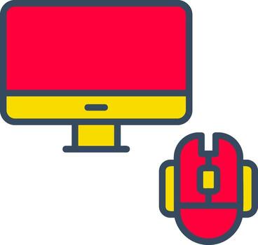 computadora ratón y monitor icono vector