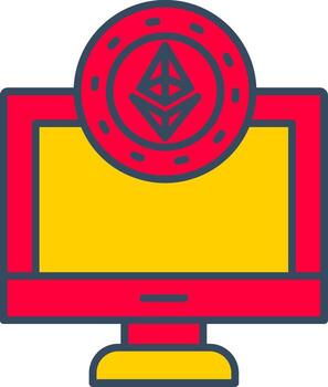 A computer monitor with an ethereum symbol on it vector