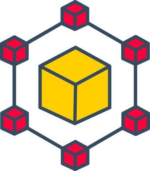 Blockchain Line Tow Color Bubble crypto chain ledger vector