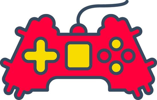 Gamepad Line Tow Color Bubble gaming controller play vector