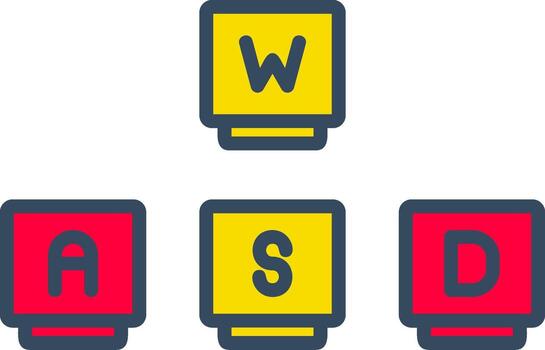 Wasd Line Tow Color Bubble keyboard gaming controls vector