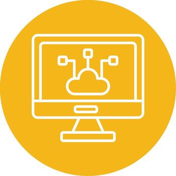 borde informática nodo icono línea multi circulo vector