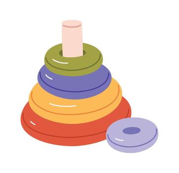 Stacking Toy with Colorful Rings vector