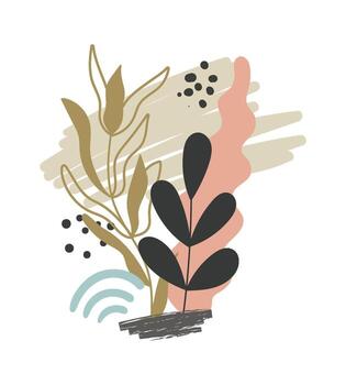Abstract Botanical Shapes Composition vector