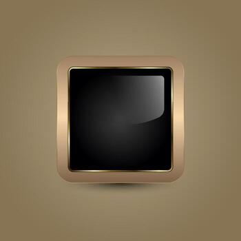 A sleek and refined button designed with a bold square shape softened by subtly rounded edges. The deep black glossy center with smooth light reflections vector