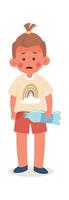 triste niño participación agua botella vector