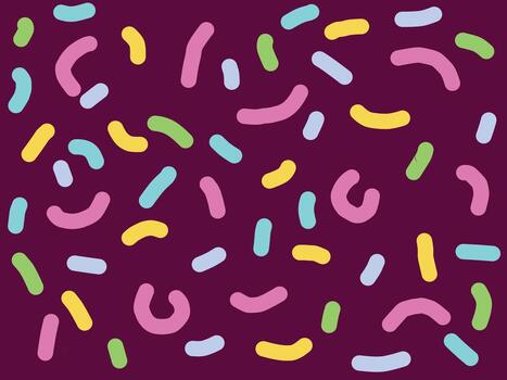 vistoso modelo con muchos diferente formas en un púrpura antecedentes vector