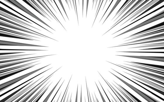 Radial speed lines background. Comic explosion lines wallpaper. Abstract black and white lightning effect frame design. vector