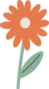 Simple Daisy with Single Leaf vector