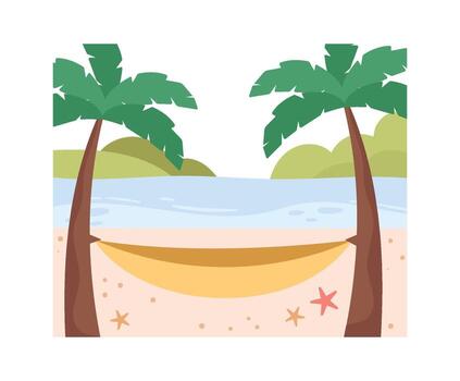 Hammock Between Palm Trees vector