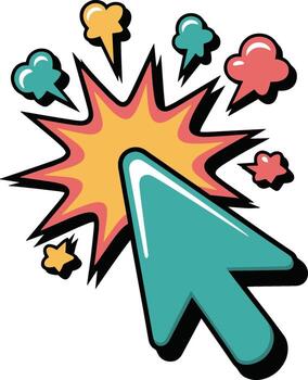 Comic Book Click Arrow, Pop Art Mouse Cursor, Pop-up Clicking Icon vector