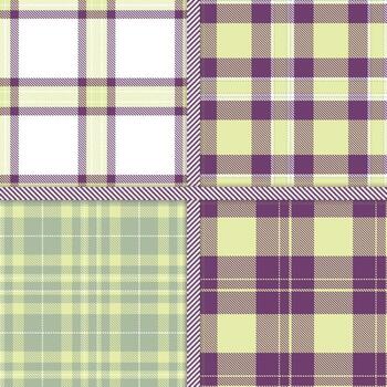 Light Tan, White, Greenish Grey and Grape seamless pattern set of 4 vector