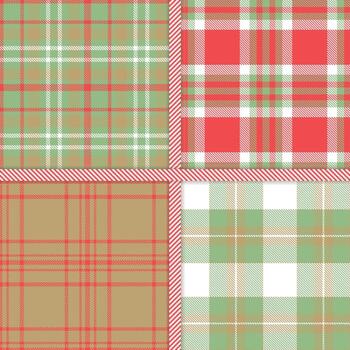 Toupe, Light Red, Lichen and White seamless pattern set of 4 vector