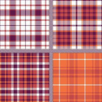 Plum, Dull Red, White and Orangish seamless pattern set of 4 vector