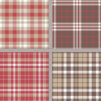 Putty, Dusty Red, White and Reddish Grey seamless pattern set of 4 vector