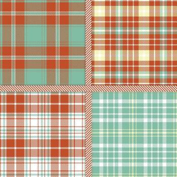 White, Rust, Pale Teal and Egg Shell seamless pattern set of 4 vector