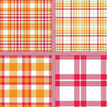 White, Neon Red, Tangerine and Celery seamless pattern set of 4 vector