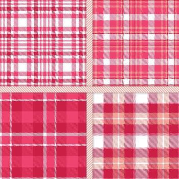 blanco, calentar rosa, rubí y sonrojo sin costura modelo conjunto de 4 4 vector