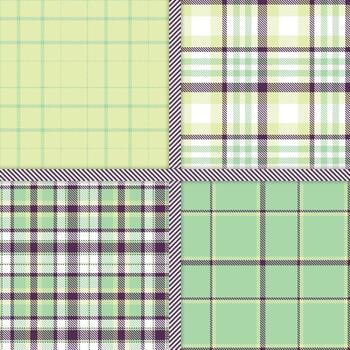 Light Grey Green, Light Khaki, Grape and White seamless pattern set of 4 vector