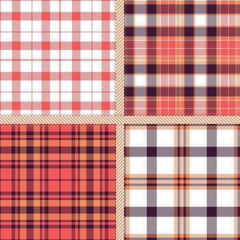 berenjena, blanco, pomelo y anaranjado sin costura modelo conjunto de 4 4 vector