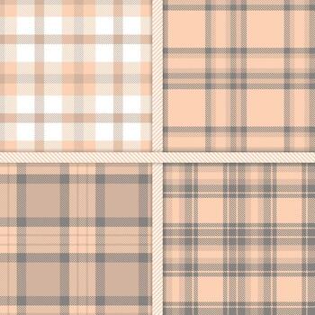 Light Peach, Mushroom, Medium Grey and White seamless pattern set of 4 vector