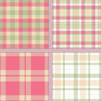 Light Peach, Lichen, White and Carnation seamless pattern set of 4 vector